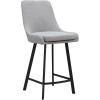 Leick Home 10144-BLGL Upholstered Back Counter Height Stool with Steel Base, Set of 2, for Kitchen Counters and Islands, Gray and Black