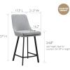 Leick Home 10144-BLGL Upholstered Back Counter Height Stool with Steel Base, Set of 2, for Kitchen Counters and Islands, Gray and Black