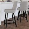 Leick Home 10144-BLGL Upholstered Back Counter Height Stool with Steel Base, Set of 2, for Kitchen Counters and Islands, Gray and Black