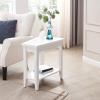 Leick Home 10502-WT Laurent Recliner Wedge Table with Shelf, White
