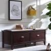Leick Home 10523 Laurent Drop Front Entryway Bench with Upholstered Seat, Chocolate Cherry/Greige