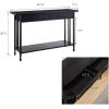 Leick Home 11233 Ironcraft Rustic Two Drawer Hall Console Sofa Table with Shelf, Mission Oak and Black Metal(Black Wash)