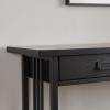 Leick Home 11233 Ironcraft Rustic Two Drawer Hall Console Sofa Table with Shelf, Mission Oak and Black Metal(Black Wash)