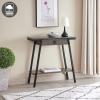 Leick Home 11233 Ironcraft Rustic Two Drawer Hall Console Sofa Table with Shelf, Mission Oak and Black Metal(Grey)