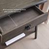 Leick Home 11233 Ironcraft Rustic Two Drawer Hall Console Sofa Table with Shelf, Mission Oak and Black Metal(Grey)