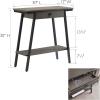 Leick Home 11233 Ironcraft Rustic Two Drawer Hall Console Sofa Table with Shelf, Mission Oak and Black Metal(Grey)