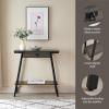 Leick Home 11233 Ironcraft Rustic Two Drawer Hall Console Sofa Table with Shelf, Mission Oak and Black Metal(Grey)