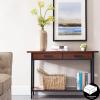 Leick Home 11233 Ironcraft Rustic Two Drawer Hall Console Sofa Table with Shelf, Mission Oak and Black Metal(Mission Oak)