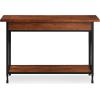 Leick Home 11233 Ironcraft Rustic Two Drawer Hall Console Sofa Table with Shelf, Mission Oak and Black Metal(Mission Oak)