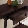 Leick Home 11233 Ironcraft Rustic Two Drawer Hall Console Sofa Table with Shelf, Mission Oak and Black Metal(Walnut)