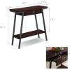 Leick Home 11233 Ironcraft Rustic Two Drawer Hall Console Sofa Table with Shelf, Mission Oak and Black Metal(Walnut)