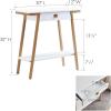 Leick Home 11233 Ironcraft Rustic Two Drawer Hall Console Sofa Table with Shelf, Mission Oak and Black Metal(White)