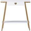 Leick Home 11233 Ironcraft Rustic Two Drawer Hall Console Sofa Table with Shelf, Mission Oak and Black Metal(White)