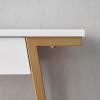 Leick Home 11233 Ironcraft Rustic Two Drawer Hall Console Sofa Table with Shelf, Mission Oak and Black Metal(White)
