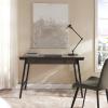 Leick Home 11400 Empiria Metal and Wood Laptop Computer Desk with Drop Front Keyboard Drawer, Walnut and Foundry Bronze(Grey)
