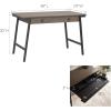 Leick Home 11400 Empiria Metal and Wood Laptop Computer Desk with Drop Front Keyboard Drawer, Walnut and Foundry Bronze(Grey)