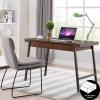 Leick Home 11400 Empiria Metal and Wood Laptop Computer Desk with Drop Front Keyboard Drawer, Walnut and Foundry Bronze(Walnut and Foundry Bronze)