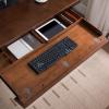 Leick Home 11400 Empiria Metal and Wood Laptop Computer Desk with Drop Front Keyboard Drawer, Walnut and Foundry Bronze(Walnut and Foundry Bronze)