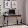 Leick Home 11400 Empiria Metal and Wood Laptop Computer Desk with Drop Front Keyboard Drawer, Walnut and Foundry Bronze(Walnut and Foundry Bronze)