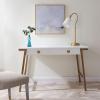 Leick Home 11400-GR Empiria Mixed Metal and Wood Computer Desk, Gray/Matte Black(White/Gold)