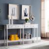 Leick Home 20028-WT Coastal Two Drawer Double Hall Console Sofa Table with Shelf, Orchid White(Orchid White)