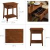 Leick Home 214411 Mission End Table with Drawer, Made with Solid Wood, Side Table for Living Room, Bedroom, and Office, 2-Pack, Russet Finish(Russet)