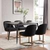 Leick Home 214536 Barrelback Dining Chair with Metal Base, Set of 2, for Dining Room, Modern Black Linen Seat and Gold Metal Base(Black)