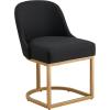 Leick Home 214536 Barrelback Dining Chair with Metal Base, Set of 2, for Dining Room, Modern Black Linen Seat and Gold Metal Base(Black)