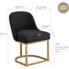 Leick Home 214536 Barrelback Dining Chair with Metal Base, Set of 2, for Dining Room, Modern Black Linen Seat and Gold Metal Base(Black)