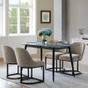 Leick Home 214536 Barrelback Dining Chair with Metal Base, Set of 2, for Dining Room, Modern Black Linen Seat and Gold Metal Base(Gray Linen)