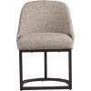 Leick Home 214536 Barrelback Dining Chair with Metal Base, Set of 2, for Dining Room, Modern Black Linen Seat and Gold Metal Base(Gray Linen)