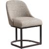 Leick Home 214536 Barrelback Dining Chair with Metal Base, Set of 2, for Dining Room, Modern Black Linen Seat and Gold Metal Base(Gray Linen)