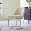 Leick Home 214536 Barrelback Dining Chair with Metal Base, Set of 2, for Dining Room, Modern Black Linen Seat and Gold Metal Base(Oatmeal Linen)