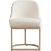 Leick Home 214536 Barrelback Dining Chair with Metal Base, Set of 2, for Dining Room, Modern Black Linen Seat and Gold Metal Base(White)