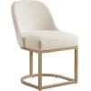 Leick Home 214536 Barrelback Dining Chair with Metal Base, Set of 2, for Dining Room, Modern Black Linen Seat and Gold Metal Base(White)