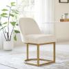 Leick Home 214536 Barrelback Dining Chair with Metal Base, Set of 2, for Dining Room, Modern Black Linen Seat and Gold Metal Base(White)