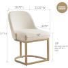 Leick Home 214536 Barrelback Dining Chair with Metal Base, Set of 2, for Dining Room, Modern Black Linen Seat and Gold Metal Base(White)