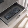 Leick Home 23430 Chisel & Forge Corner Computer Writing Desk with Drop Front Keyboard Drawer, Smoke Gray and Matte Black
