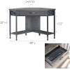 Leick Home 23430 Chisel & Forge Corner Computer Writing Desk with Drop Front Keyboard Drawer, Smoke Gray and Matte Black