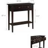 Leick Home 24032 Beckett One Drawer Hall Stand with Shelf for Living Room, Hallway, Entryway, Anthracite/Pewter(Chocolate Oak)