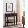 Leick Home 24032 Beckett One Drawer Hall Stand with Shelf for Living Room, Hallway, Entryway, Anthracite/Pewter(Chocolate Oak)
