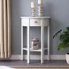 Leick Home 24032 Beckett One Drawer Hall Stand with Shelf for Living Room, Hallway, Entryway, Anthracite/Pewter(Cottage White)