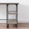 Leick Home 70003-ROBLK Reversible Stepped Tier Shelf Desk, Roughsawn Oak/Gunmetal Gray(Roughsawn Oak/Gunmetal Gray)