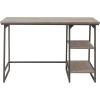 Leick Home 70003-ROBLK Reversible Stepped Tier Shelf Desk, Roughsawn Oak/Gunmetal Gray(Roughsawn Oak/Gunmetal Gray)