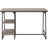 Leick Home 70003-ROBLK Reversible Stepped Tier Shelf Desk, Roughsawn Oak/Gunmetal Gray(Roughsawn Oak/Gunmetal Gray)