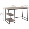Leick Home 70003-ROBLK Reversible Stepped Tier Shelf Desk, Roughsawn Oak/Gunmetal Gray(Roughsawn Oak/Gunmetal Gray)