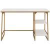 Leick Home 70003-ROBLK Reversible Stepped Tier Shelf Desk, Roughsawn Oak/Gunmetal Gray(White Herringbone/Gold)
