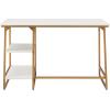 Leick Home 70003-ROBLK Reversible Stepped Tier Shelf Desk, Roughsawn Oak/Gunmetal Gray(White Herringbone/Gold)