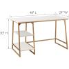 Leick Home 70003-ROBLK Reversible Stepped Tier Shelf Desk, Roughsawn Oak/Gunmetal Gray(White Herringbone/Gold)