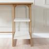 Leick Home 70003-ROBLK Reversible Stepped Tier Shelf Desk, Roughsawn Oak/Gunmetal Gray(White Herringbone/Gold)